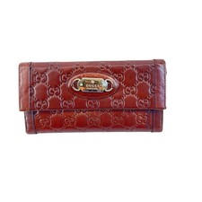 Gucci Guccissima Brown Leather Continental Wallet Gold Logo Plate Vintage