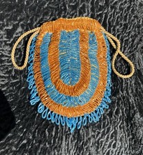 Great Condition Hand Drawstring Purse Glass Seed Beads 1950 s Czechoslovaki