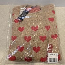 Vince Camuto Women's Red Heart Sweater X-Large NWT Camel Valentines Day
