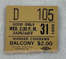 1968 01/31 CAMELOT Cinema Ticket-Warner Cinerama