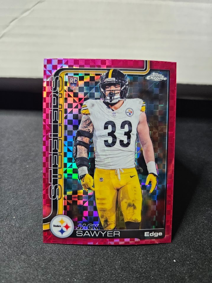 2025 Topps Chrome - Rookies Jack Sawyer #357 Hot Pink X-Fractor (RC)