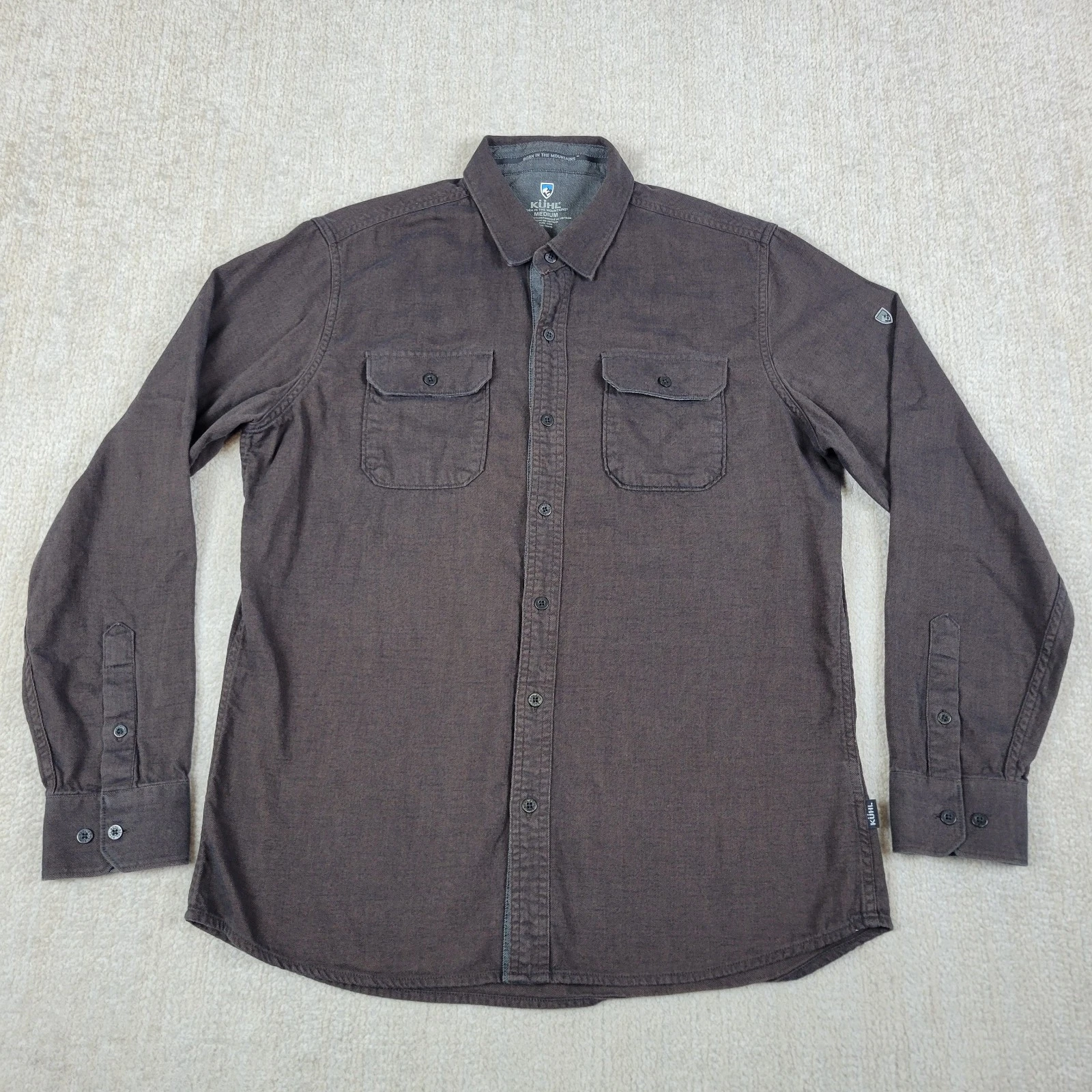 Kuhl Descendr Flannel Shirt Mens M Brown Long Sleeve Button Up Hiking Outdoors