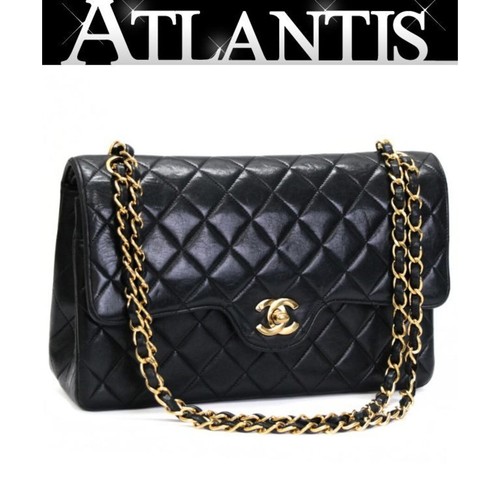 CHANEL Vintage Matelass 25 Single Flap Chain Shoulder Bag Lamb Black G Hardware