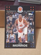 2008 GREG MONROE TOPPS McDONALDS NBA ROOKIE CARD RC #GM GEORGETOWN PISTONS. rookie card picture