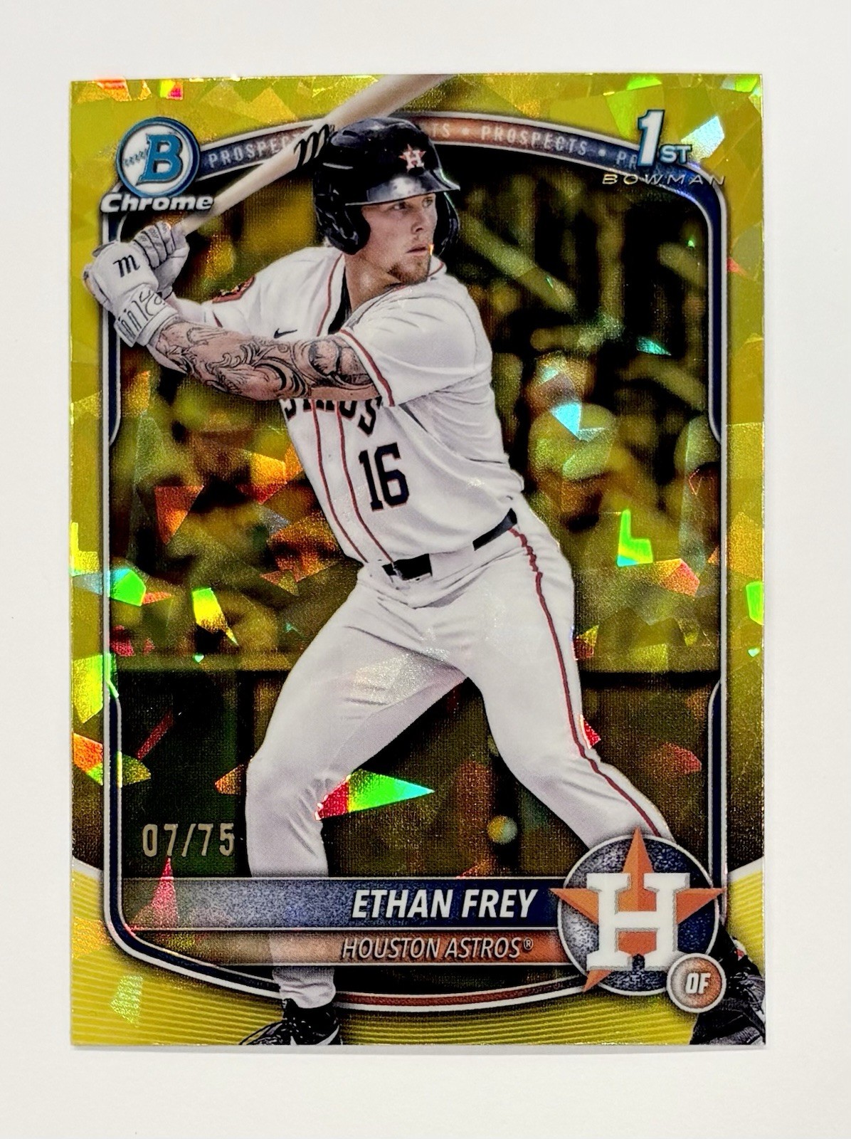 2025 Bowman Draft Sapphire Ethan Frey Chrome Yellow Refractor 1st /75 Astros