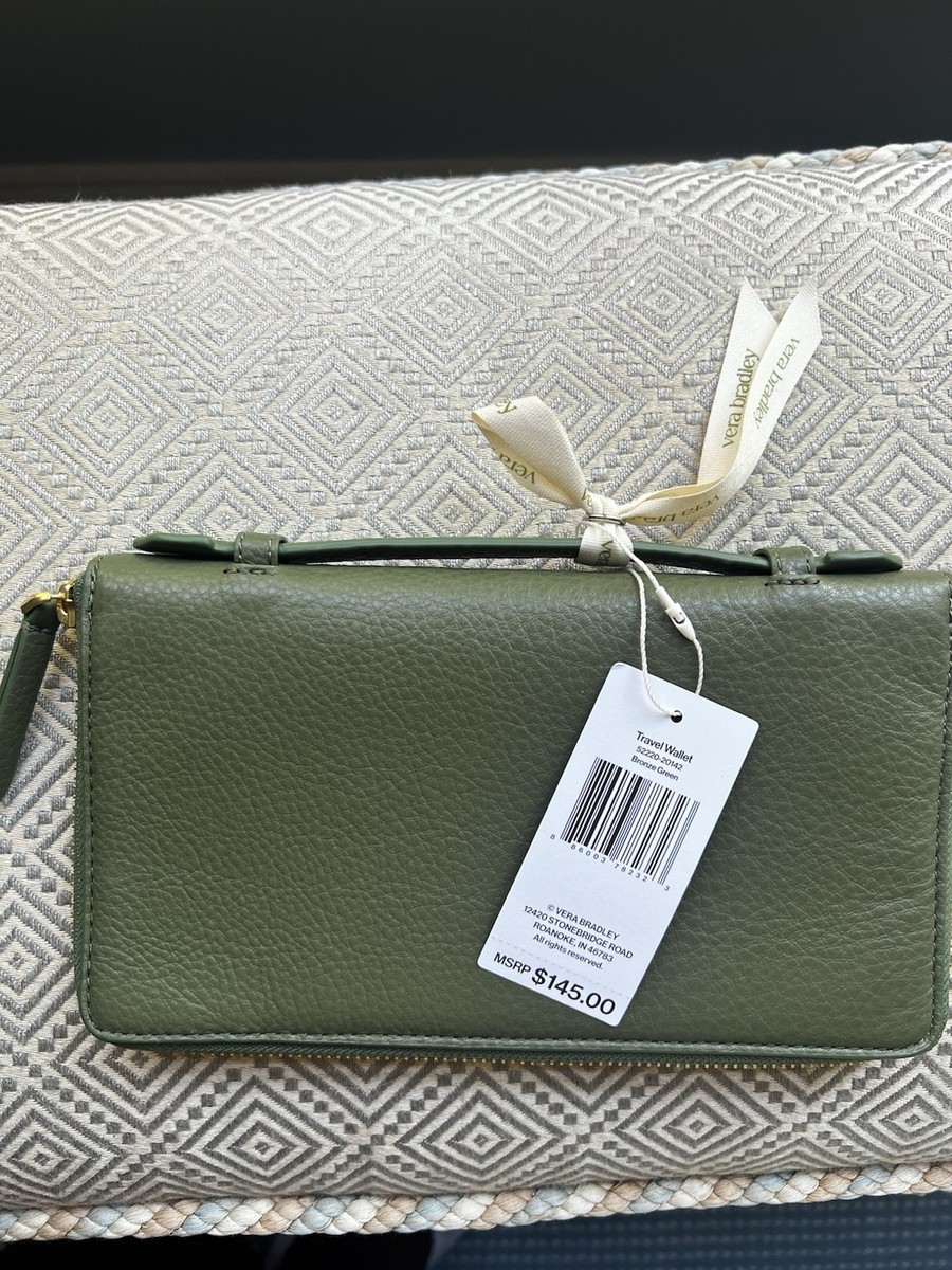 ＱＱＱ Vera Bradley bronze green leather travel wallet NWT 145.00 | eBay
