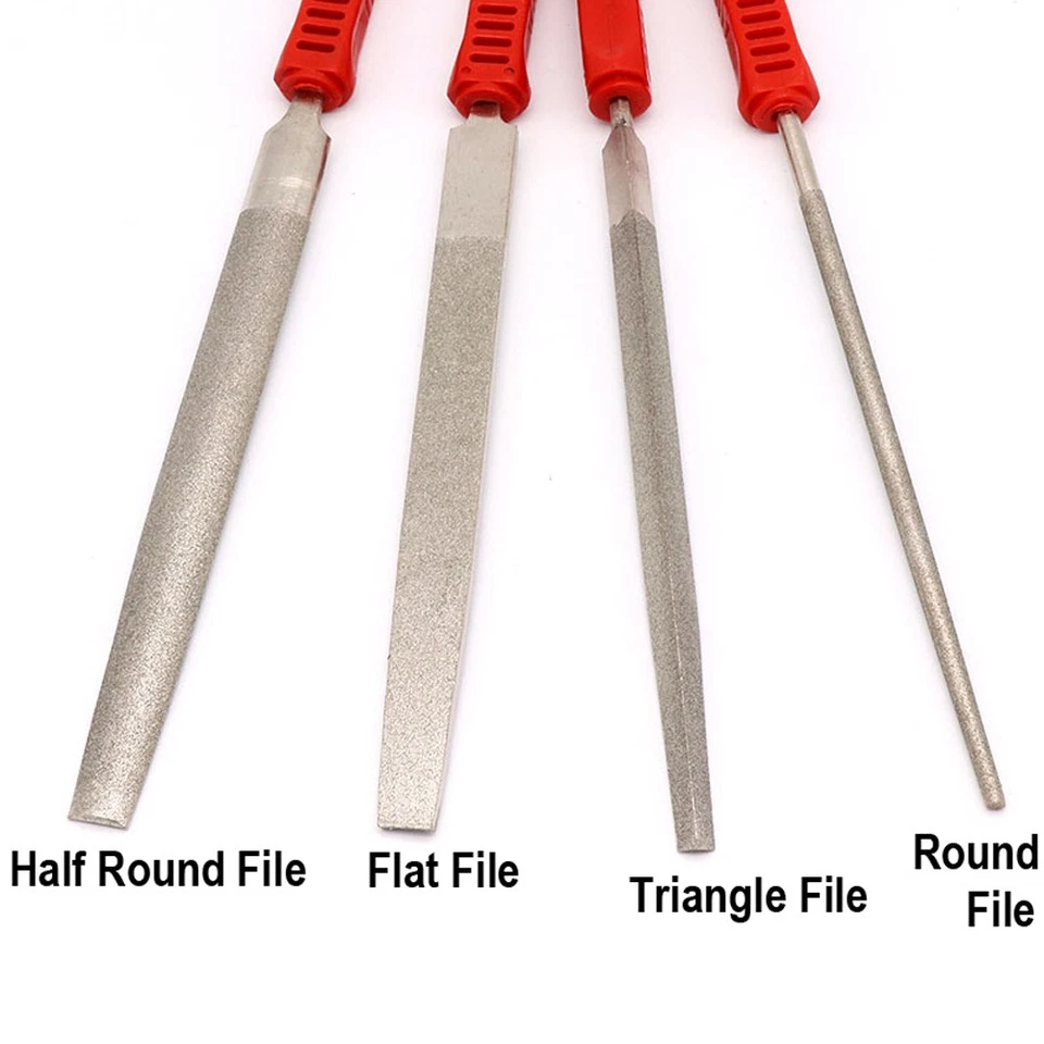 Diamond File Half Round Taper & Flat/Round File Stone Glass Metal 6/8/10/12 inch - Image 2 of 4