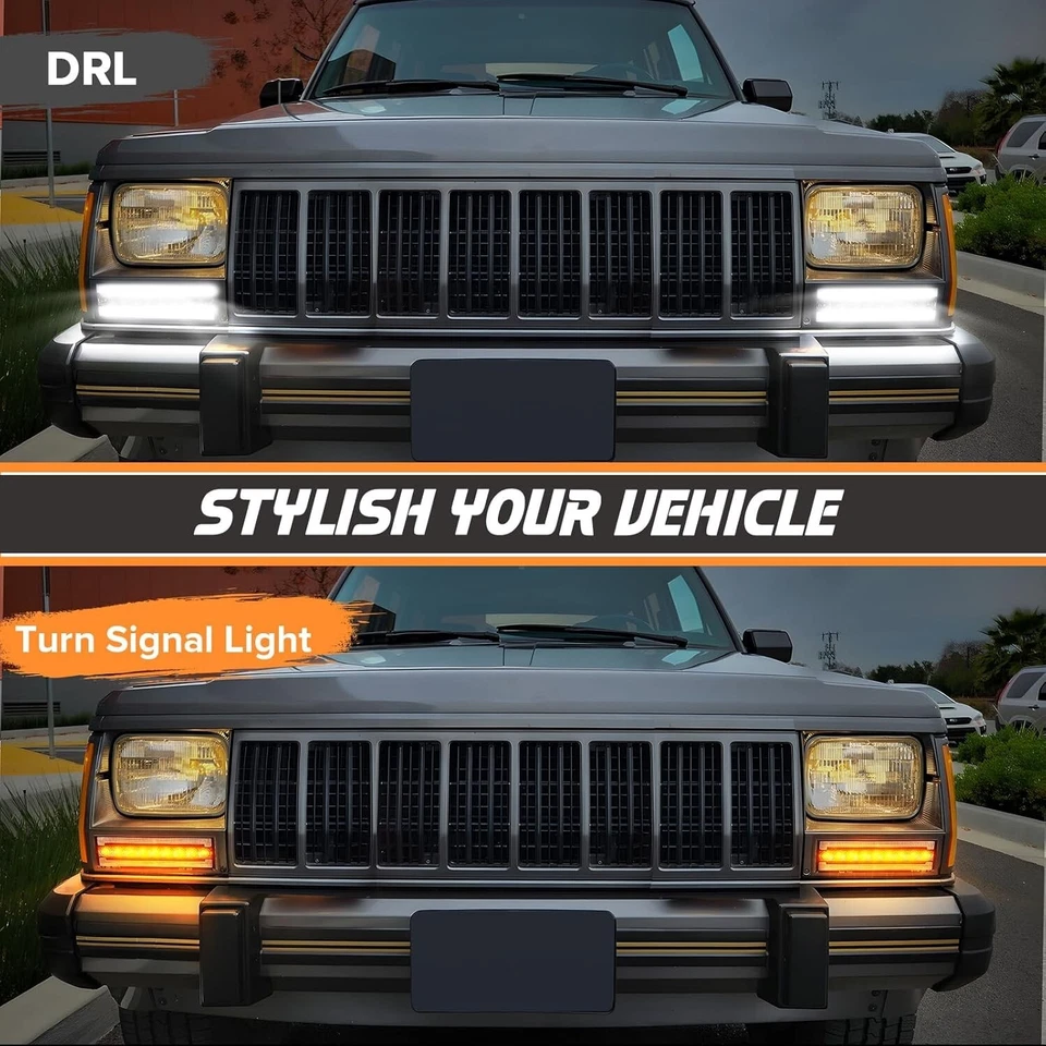 2X Luz de estacionamiento DRL señal de giro LED de esquina delantera para Jeep Cherokee XJ 1984-1996 Foto 3 de 4
