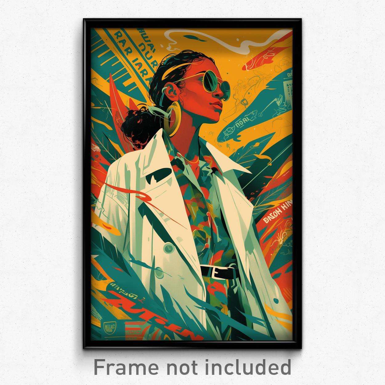 Brazilian Movie Poster - Woman Feeling Uncertainty, Urban White Coat (Art Print)