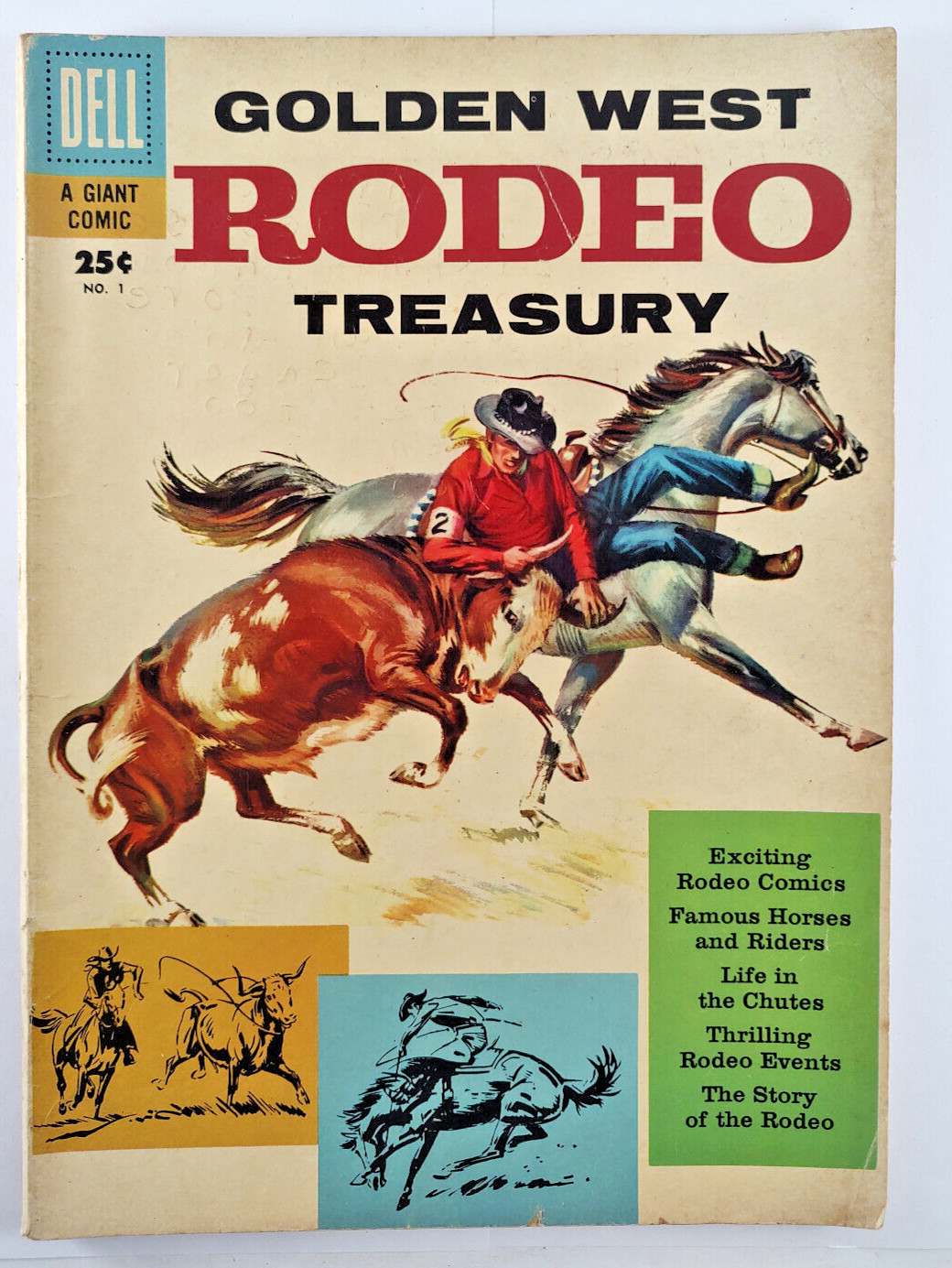 Golden West Rodeo Treasury #1 ~ 1957 Dell Silver Age Western Comic Book Painted