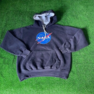 NASA Long Sleeve Kangaroo Pocket Navy Blue Iconic Logo Hoodie