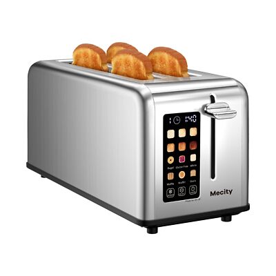 Mecity 4 Slice Toaster Touch Screen 1.5'' Long Slot, Stainless Steel Smart Bre...
