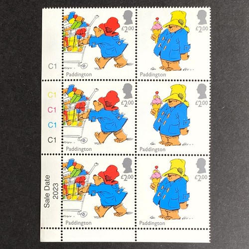 GB 2023 Briefmarken postfrisch Paddington 1. Klasse Bogenblock unfrankiert vom Papier mit Gummi