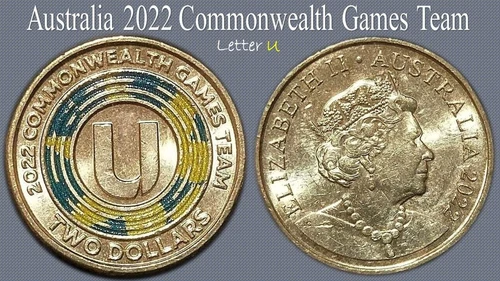 Australia 2022 COMMONWEALTH GAMES TEAM "U" $2 Coloured Coin - Circulated