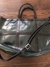 Io Pelle Patent Leather Purse Tote Italy Green/black Shoulder Strap Handle