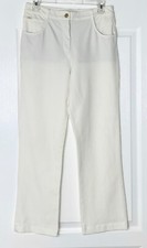 ST. JOHN Marie Grey Sport Essentials Ivory Cotton Stretch Twill Pants Jeans 6 US