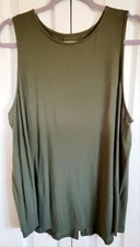 J. Jill XL Luxe Supima Sleeveless Top Knit Tee Cotton Blend Olive Green Rear Slt