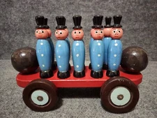 Vintage Mini Wooden Soldiers Bowling Set