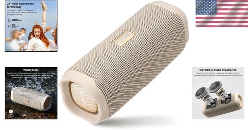 25 Hour Bluetooth Speaker with Waterproof & Shockproof Features - Khaki Edition - Picture 2 of 10
