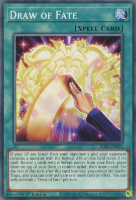 Draw of Fate EGS1-EN033 Common X 1 N/MINT YUGIOH Normal Spell card