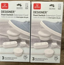 Globe 3 Polarized Outlet Foot Switches with Designer Extension Cord 2 Pack