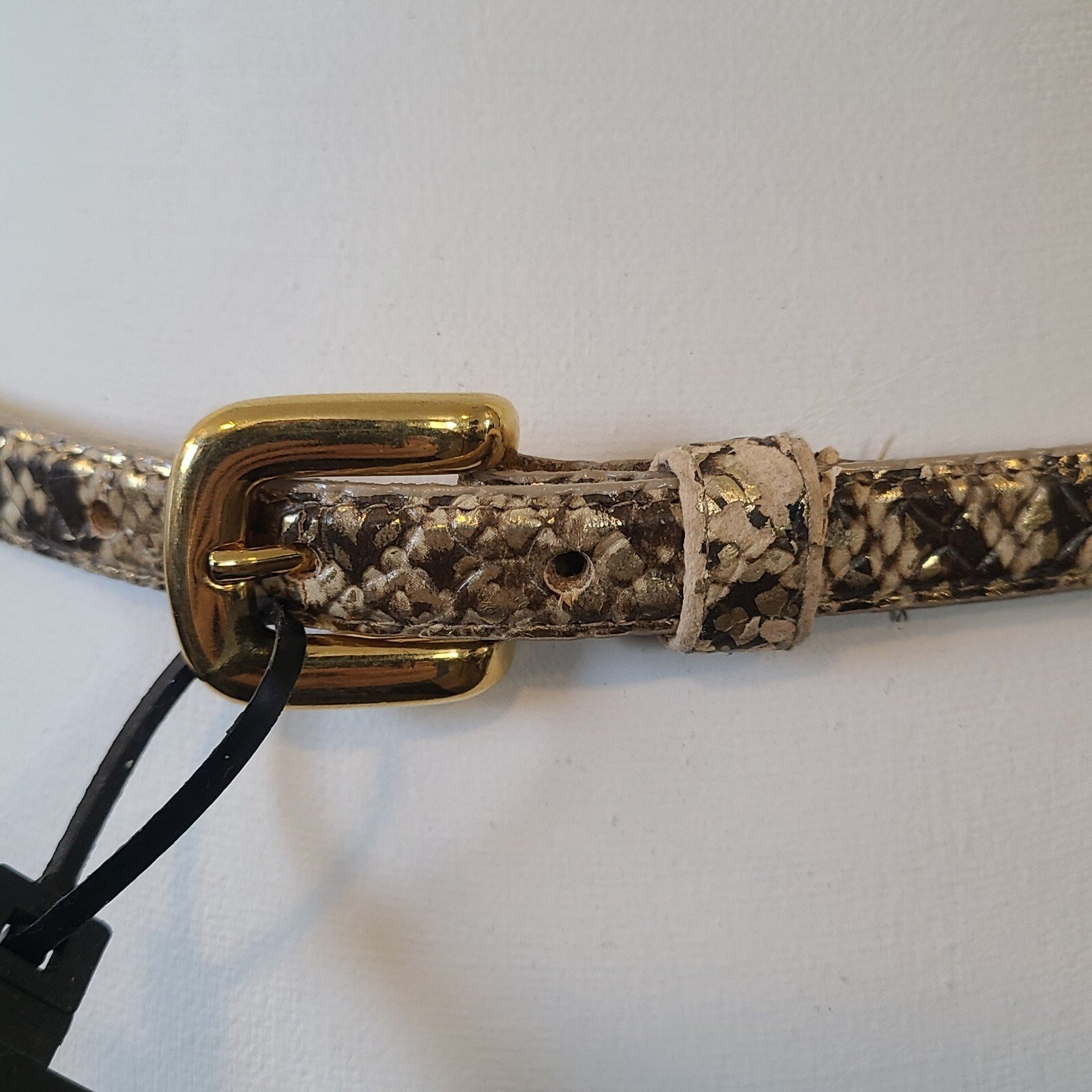 Vintage Accessories by Pearl Snakeskin Print Narrow Belt Leather NEW Sz Small