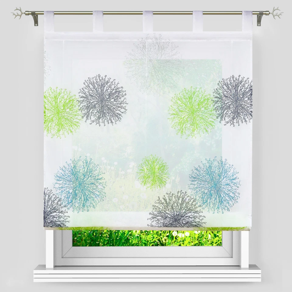 Raffrollo mit Schlaufen Raffgardinen Bändchenrollo Vorhang Küche Gardinen Modern - Bild 2 von 4