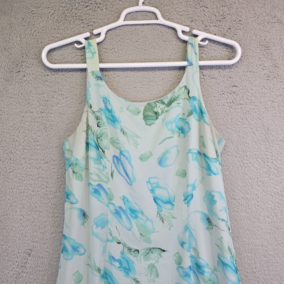 Vestido Mary McFadden Mujer 16 Blanco Floral Transparente Forrado Volantes Fluido Boho Foto 2 de 4