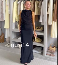 ZARA NEW WOMAN DRAPED NECK OPEN BACK MAXI DRESS BLACK XS-XXL 3067/212/800