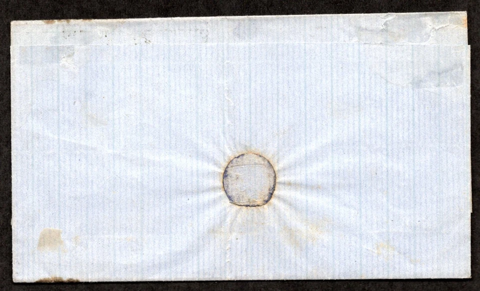 CHILE 1867 10 CENTAVOS SCOTT #12 (X2) SELLO DE CUATRO MÁRGENES ATADO EN CUBIERTA DOBLADA Foto 2 de 3