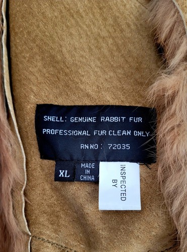 Cappotto giacca pelliccia coniglio scamosciata 100% autentico Alegre Donna foderato marrone taglia XL - Foto 13 di 19