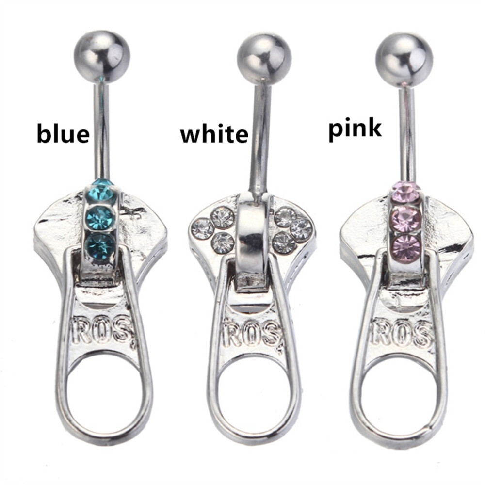 3Pcs Zipper Belly Button Ring Nieten Navels Piercing Schmuck