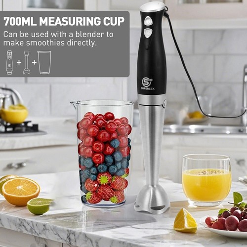 Superlex 4-In-1 Stick Blender Hand Held Food Processor & Whisk Chopper Bowl Cup - Picture 5 of 13