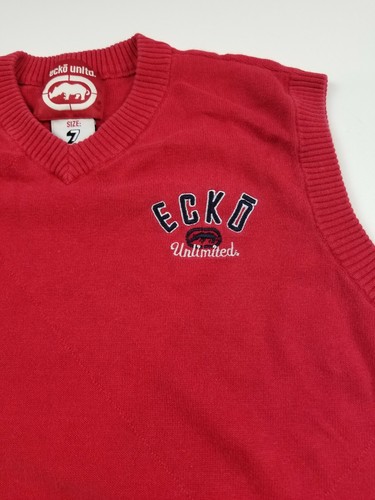 Ecko Unltd Youth Size 7 Sweater Red Vest Early 2000s Ecko Unlimited Vintage - Picture 2 of 4