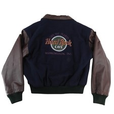 Hard Rock Washington D.C. Mens Size Medium Letterman Jacket Wool  Leather MINT 