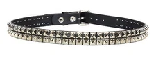 2 Row Steel Pyramid Stud Heavy Duty Belt Genuine Leather Punk Goth Cosplay 70's