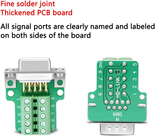 10PCS DB9 Breakout Connector, 5PCS Male + 5PCS Female DB9 Solderless RS232 D-SUB - Picture 5 of 12