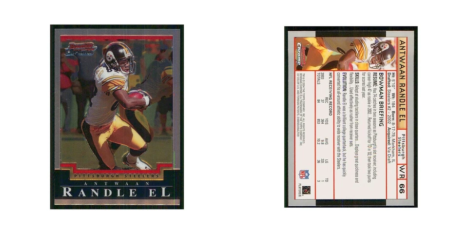 2004 Bowman Chrome Antwaan Randle El Steelers #66 - Image 3 of 3