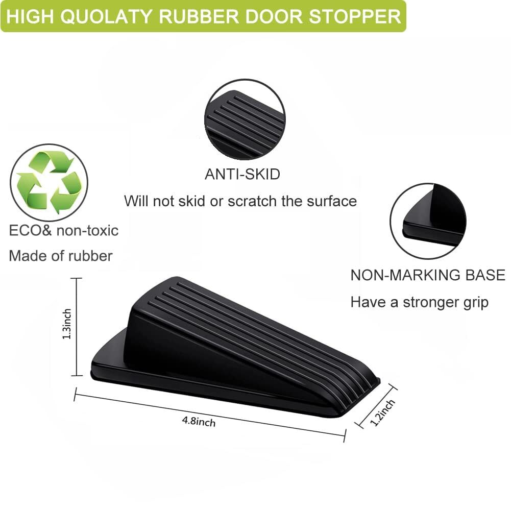 4 Pack Door Stopper , Large Rubber Door Stoppers Wedge with Multi Surface Des...