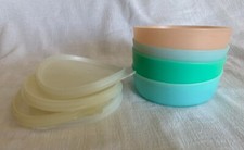 Vintage Set Of 4 Tupperware Little Wonder Bowls Snack 1286 Pastel With Lids 6 Oz