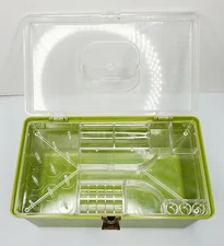 Wilson Wil-Hold Avocado Green Flame Sewing Box w/Tray & Contents USA Clean 