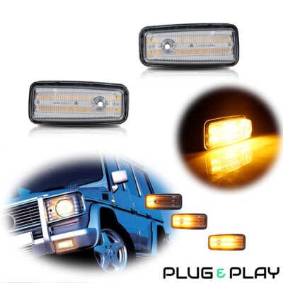 Clear Lens Amber LED Front Side Marker Signal Lights For 86-02 Mercedes G550 G65