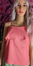 Charlie Paigi Ruffle top one shoulder summer peach blouse SP