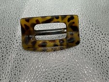 VTG SIGNED DC MADE IN FRANCE FAUX SPOTTED TORTOISE SHELL LUCITE HAIR BARRETTE