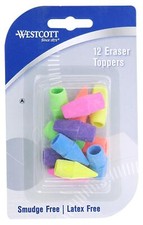 14891 Pencil Eraser Toppers Assorted Colors 12 Pack School Office Supplies