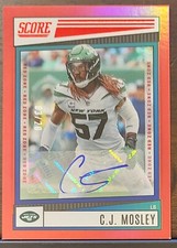 2022 Score Football #298 C.J. Mosley Auto Autograph Red Zone /20