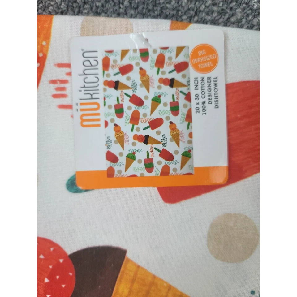 Кухонные полотенца с дизайнерским принтом MU Sweet Summer Ice 20x30 дюймов хлопок 2 шт. - Изображение 2 из 3