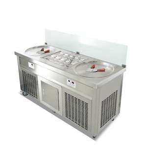 Kolice ETL double 22" round pans fry ice cream roll machine -10 coolated tanks