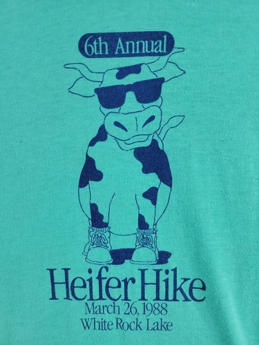 Vintage 1988 Womens Medium Heifer Hike Single Stitch T Shirt White Rock Lake - Picture 3 of 8