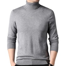Office Men Knitted Sweater Faux Cashmere Turtleneck Jumper Soft Pullover Sweater